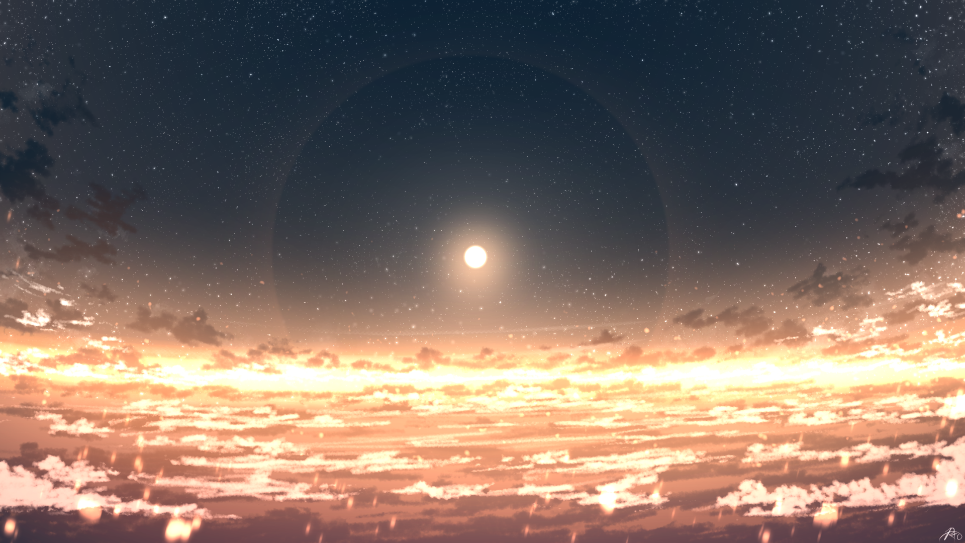 Download Starry Sky Cloud Sunrise Anime Sky Sky Anime HD Wallpaper