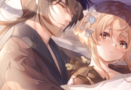 Lumine (Genshin Impact) Zhongli (Genshin Impact) video game Genshin Impact HD Desktop Wallpaper | Background Image