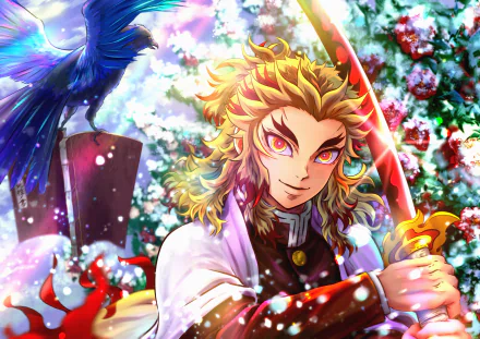 Kyojuro Rengoku Anime Demon Slayer: Kimetsu no Yaiba HD Desktop Wallpaper | Background Image