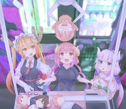 Kanna Kamui Tohru (Miss Kobayashi's Dragon Maid) Ilulu (Miss Kobayashi's Dragon Maid) Anime Miss Kobayashi's Dragon Maid HD Desktop Wallpaper | Background Image