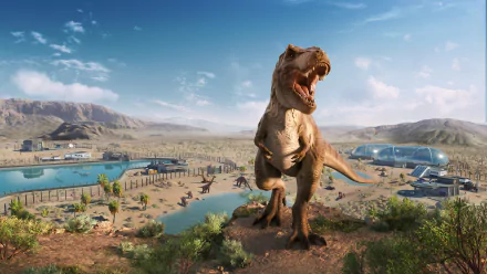 Tyrannosaurus Rex video game Jurassic World Evolution 2 HD Desktop Wallpaper | Background Image