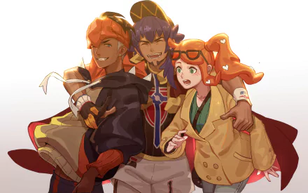 Sonia (Pokémon) Raihan (Pokémon) Leon (Pokémon) video game Pokémon: Sword and Shield HD Desktop Wallpaper | Background Image