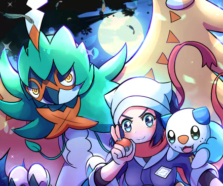 Akari (Pokémon) Oshawott (Pokémon) Decidueye (Pokémon) video game Pokémon Legends: Arceus HD Desktop Wallpaper | Background Image