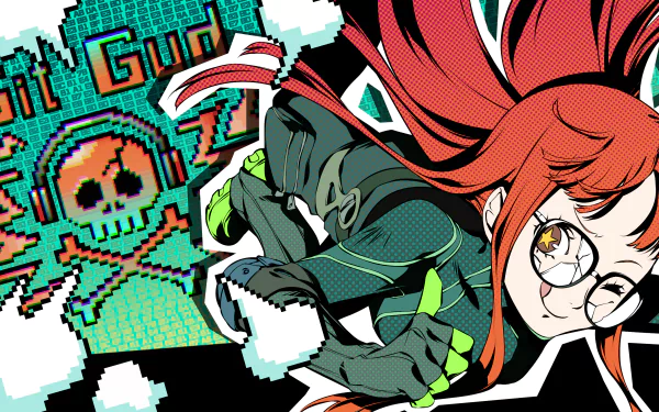 HD PC desktop wallpaper featuring Futaba Sakura from the video game Persona 5 Royal in vibrant, stylized artwork.