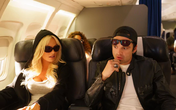 Sebastian Stan Lily James TV Show Pam & Tommy HD Desktop Wallpaper | Background Image