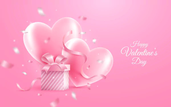Happy Valentine's Day pink heart Romantic love holiday Valentine's Day HD Desktop Wallpaper | Background Image