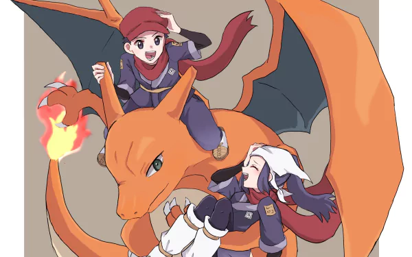 Rei (Pokémon) Akari (Pokémon) Charizard (Pokémon) video game Pokémon Legends: Arceus HD Desktop Wallpaper | Background Image