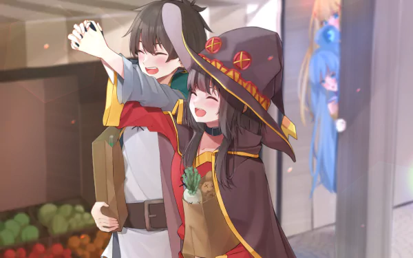 Lalatina Dustiness Ford Aqua (KonoSuba) Darkness (KonoSuba) Megumin (KonoSuba) Kazuma Satou Anime KonoSuba - God’s blessing on this wonderful world!! HD Desktop Wallpaper | Background Image