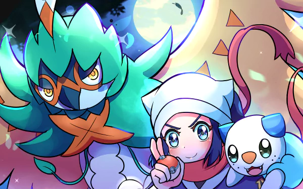 Akari (Pokémon) Oshawott (Pokémon) Decidueye (Pokémon) video game Pokémon Legends: Arceus HD Desktop Wallpaper | Background Image