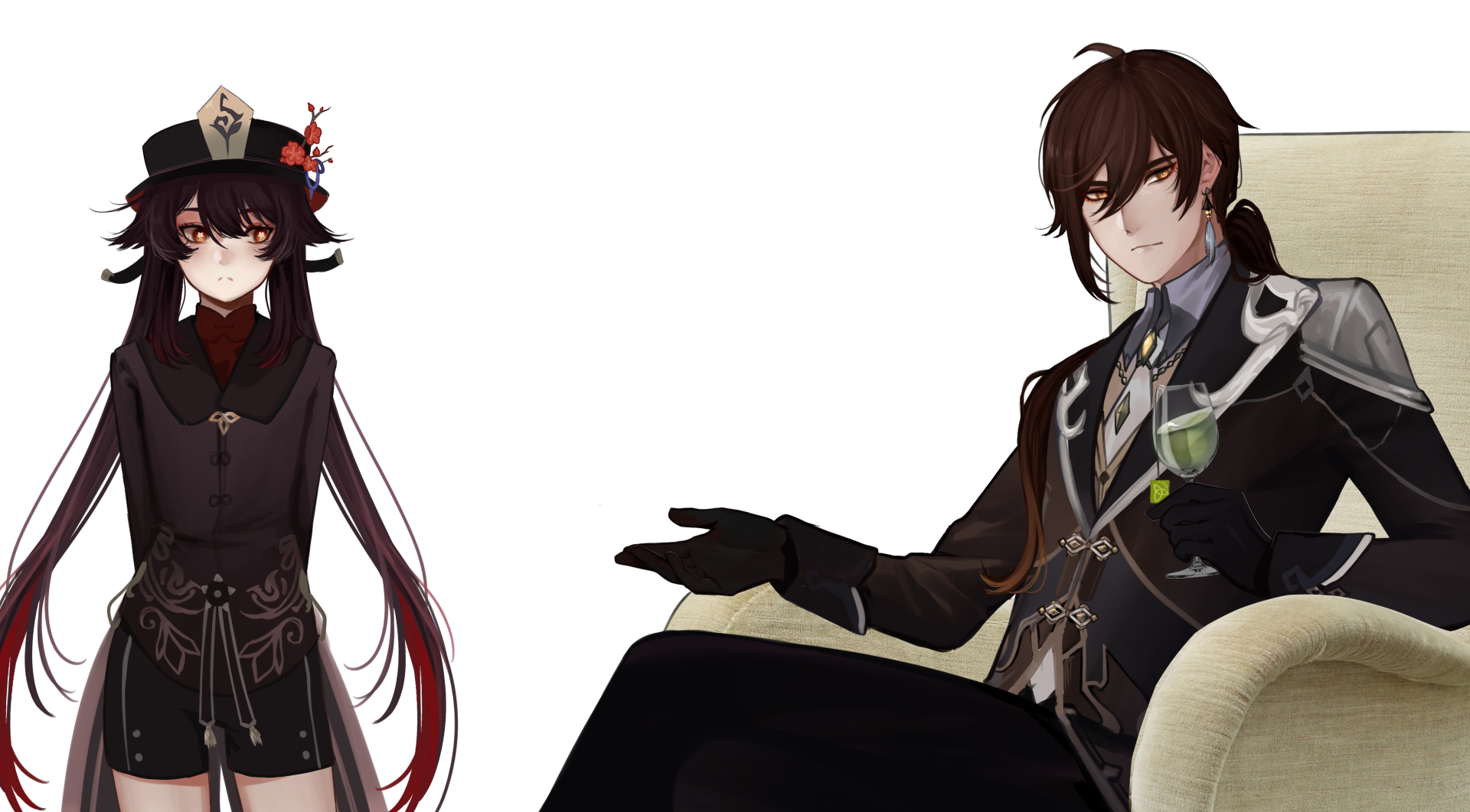 Download Hu Tao Zhongli (Genshin Impact) Video Game Genshin Impact HD Wallpaper by inga2ooo