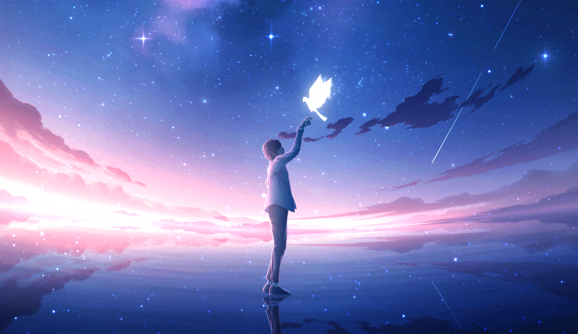 Download Starry Sky Anime Boy Anime Boy HD Wallpaper