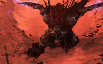 Epic 4K Ultra HD Elden Ring wallpaper featuring Starscourge Radahn, a towering, fierce warrior in a dramatic, intense battle scene from the video game.