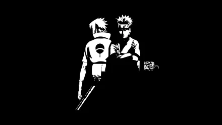 HD PC desktop wallpaper featuring a dark anime-style silhouette of Naruto Uzumaki and Sasuke Uchiha from Naruto, highlighting their iconic poses and rivalry.