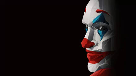 4K Ultra HD PC desktop wallpaper featuring a stylized comic Joker face with bold red, blue, and white geometric patterns against a black background.
