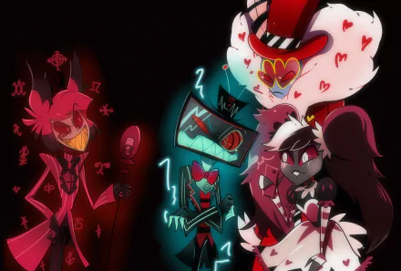 Vox (Hazbin Hotel) Velvet (Hazbin Hotel) Valentino (Hazbin Hotel) Alastor (Hazbin Hotel) TV Show Hazbin Hotel HD Desktop Wallpaper | Background Image