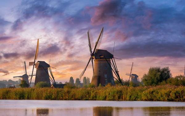 Netherlands man made windmill HD Desktop Wallpaper | Background Image