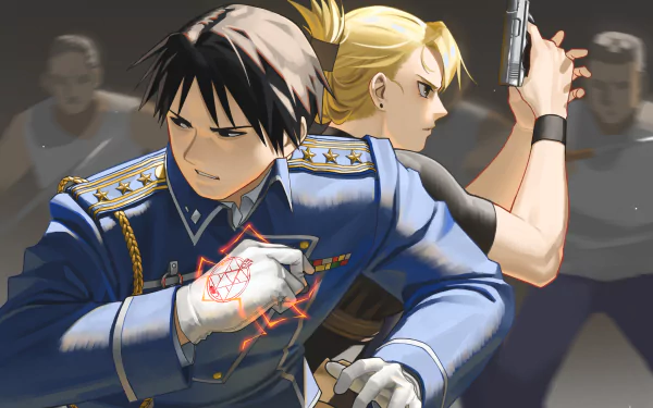 Roy Mustang Riza Hawkeye Anime Fullmetal Alchemist HD Desktop Wallpaper | Background Image