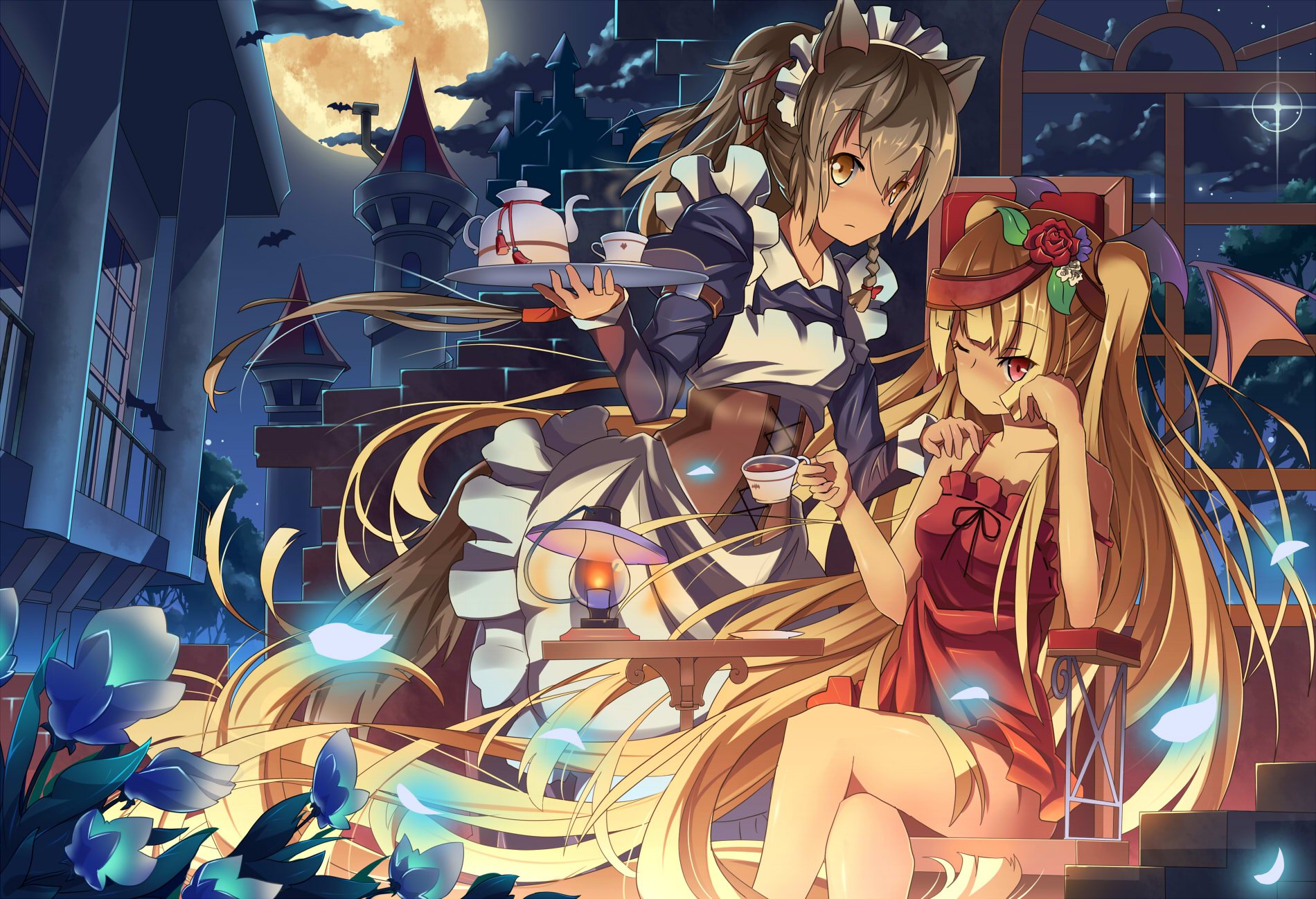 Download Castle Light Lamp Night Anime Original Anime Night Wallpaper by Mikan