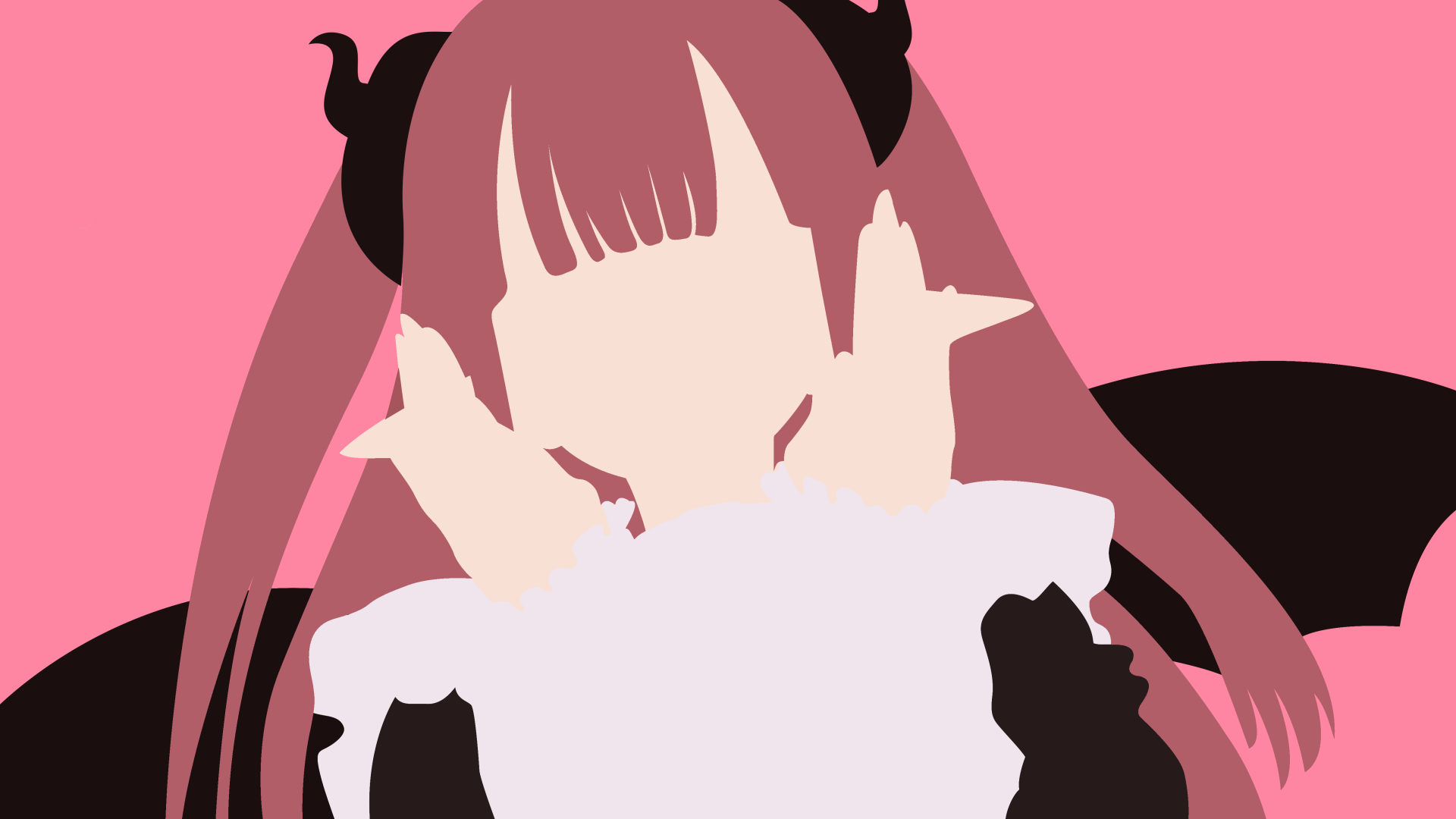 Marin Kitagawa from My Dress-Up Darling in an anime-style 4K Ultra HD PC desktop wallpaper with a pink background and black and white outfit.