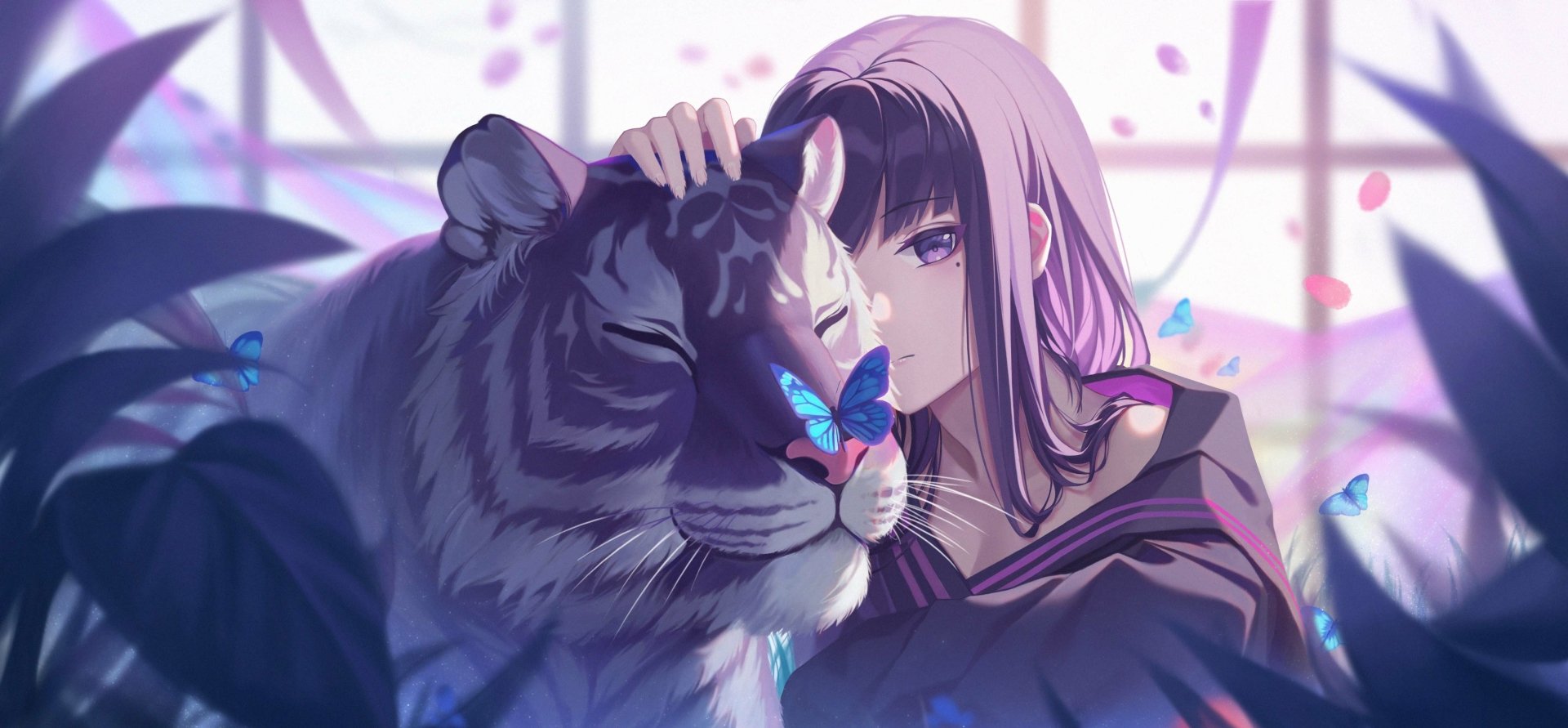 Download Tiger Anime Girl Anime Girl HD Wallpaper
