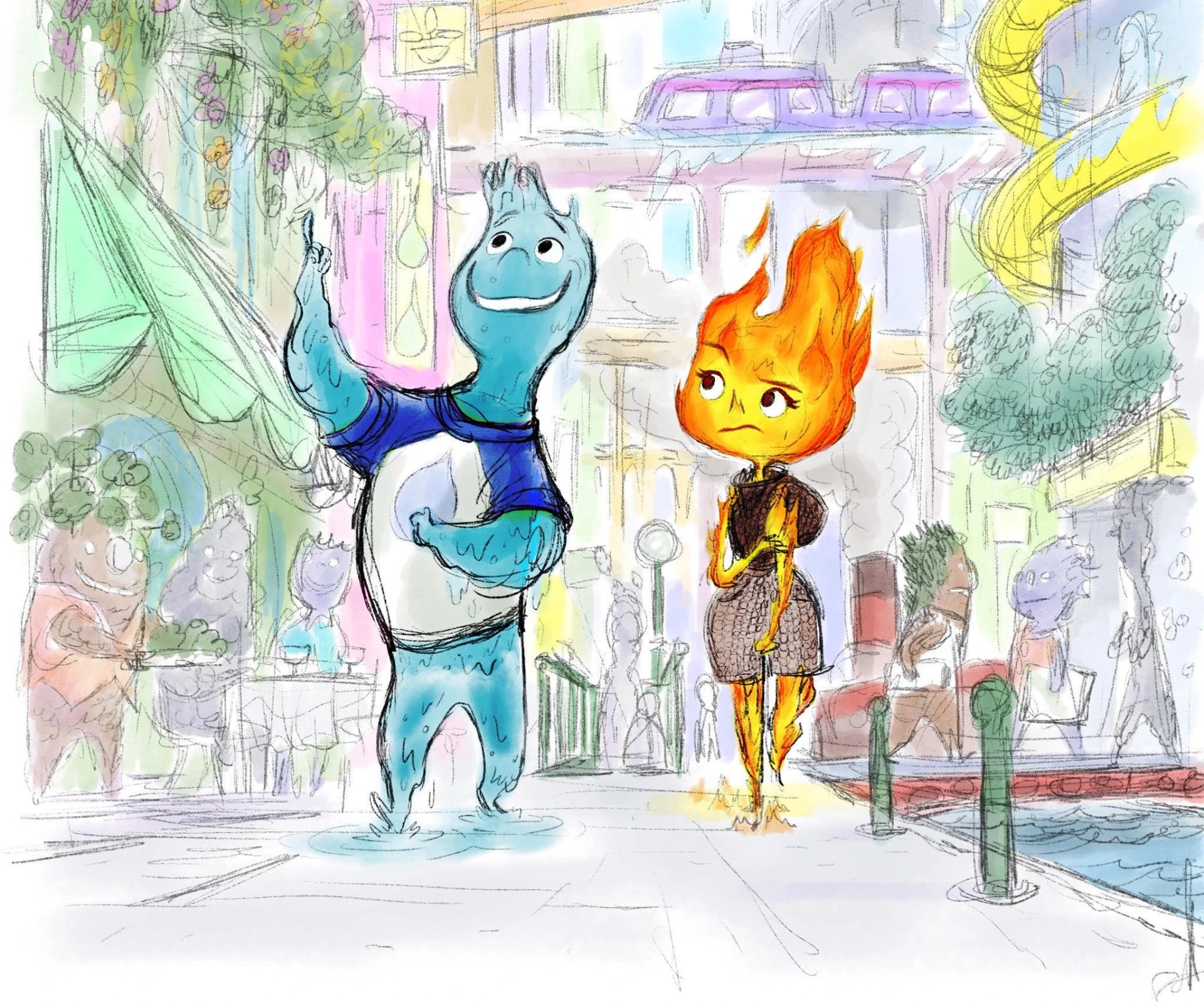 Download Ember Lumen Wade Ripple Movie Elemental HD Wallpaper