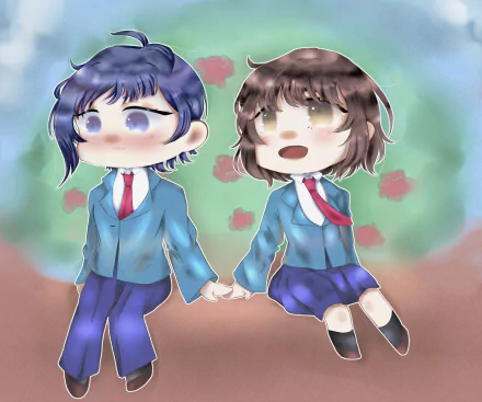 Yujiro Someya Hiyori Suzumi Anime To Become a Real Heroine! The Unpopular Girl and the Secret Task HD Desktop Wallpaper | Background Image