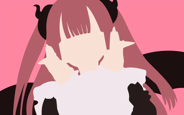 Marin Kitagawa from My Dress-Up Darling in an anime-style 4K Ultra HD PC desktop wallpaper with a pink background and black and white outfit.