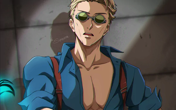 HD PC desktop wallpaper featuring Kento Nanami from the anime Jujutsu Kaisen, showcasing his calm expression and signature sunglasses.