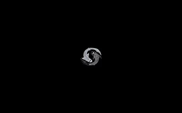 Minimalist HD desktop wallpaper featuring a religious-themed Yin Yang symbol inspired by The Expendables, set against a solid black background.