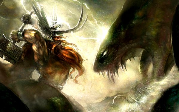 Fantasy Gods Thor God Hammer Creature HD Wallpaper | Background Image