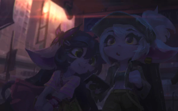 4K Ultra HD League of Legends wallpaper featuring characters Tristana and Lulu in a dark, immersive video game scene.