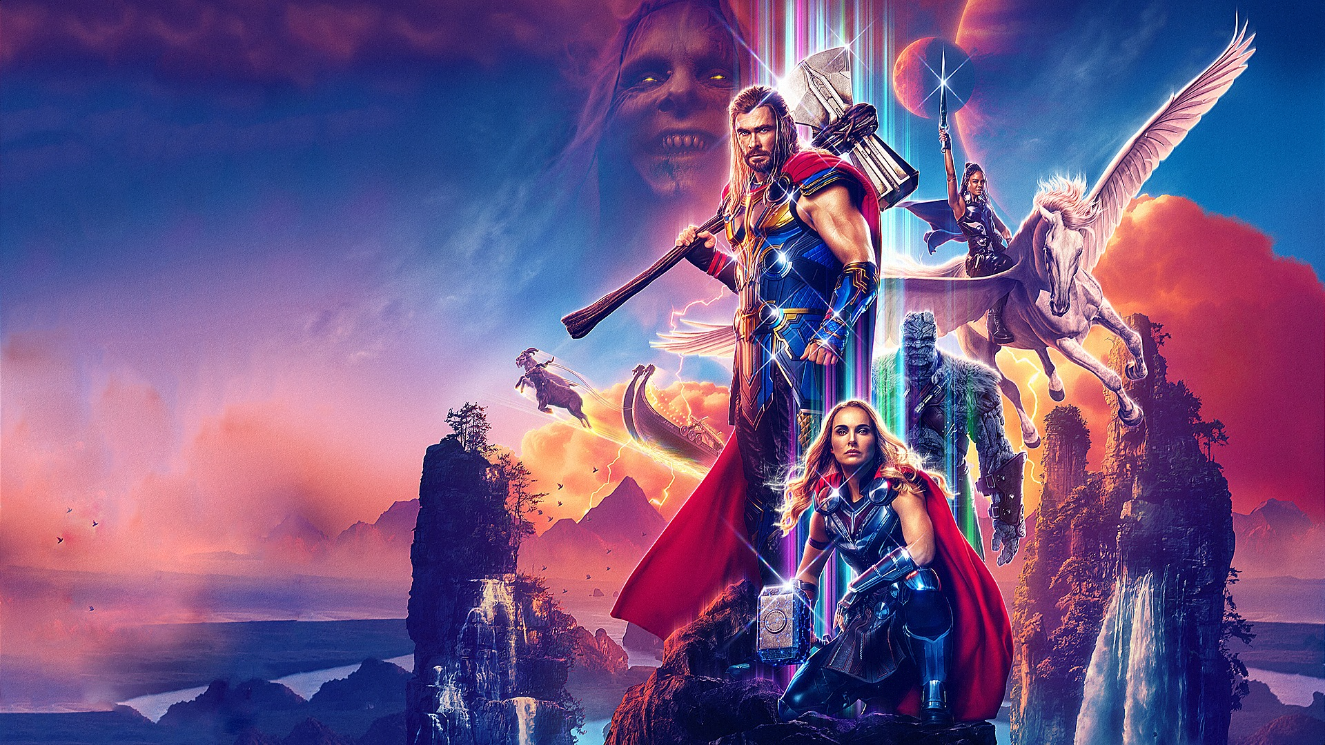 Hình nền Thor: Love and Thunder: Hãy sở hữu ngay hình nền đầy ma mị và mạnh mẽ này để tôn lên tính cách của bạn. Hình nền độc quyền từ bộ phim bom tấn Thor: Love and Thunder sẽ đưa bạn vào thế giới của những siêu anh hùng đầy quyền năng và bí ẩn.