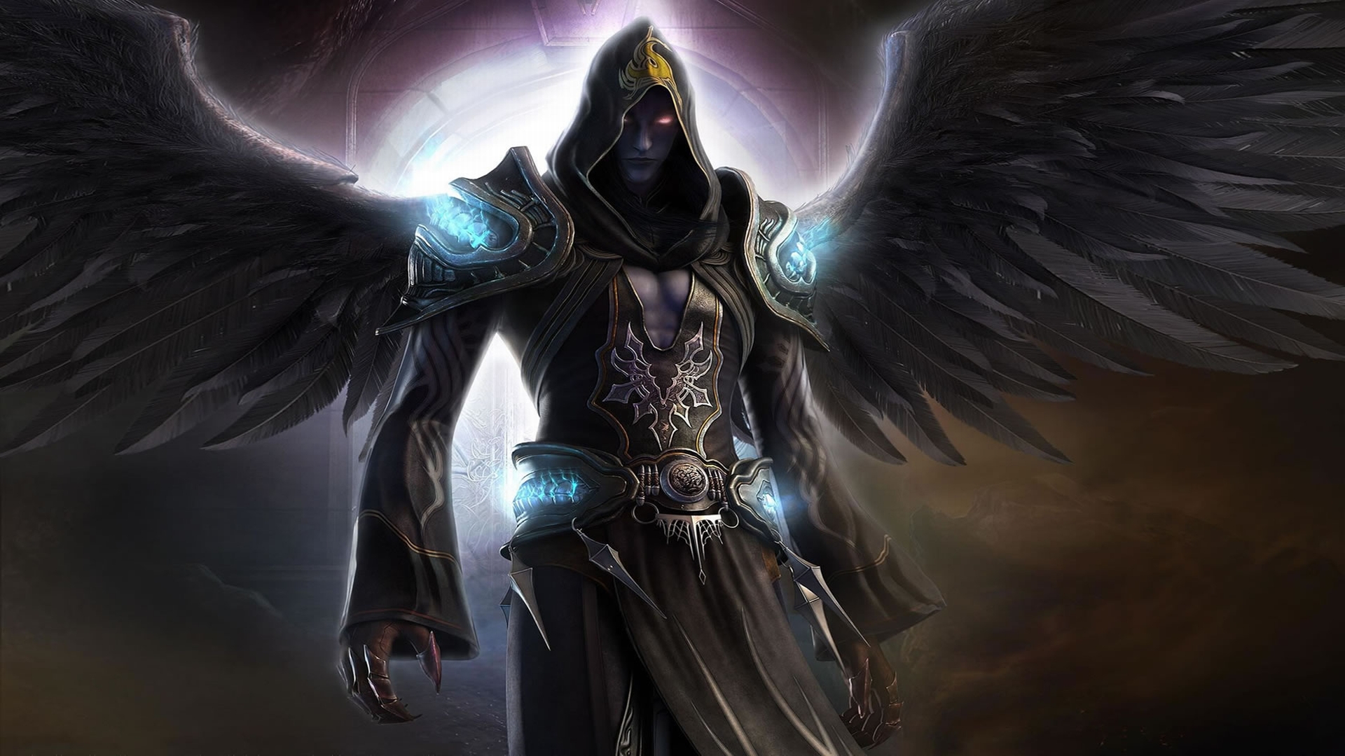 Dark Angel with majestic wings, representing the fantasy concept of a fallen angel named Sepheroth.
