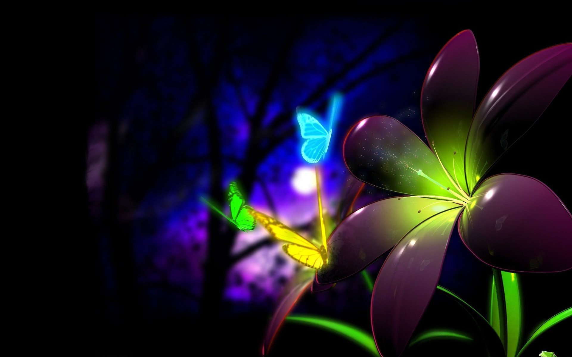 Neon Butterflies Full HD Wallpaper And Background Image X ID