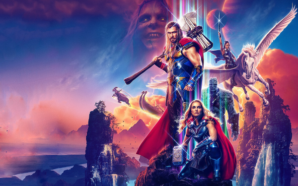 Movie Thor: Love and Thunder Chris Hemsworth Thor Tessa Thompson Valkyrie Christian Bale HD Wallpaper | Background Image