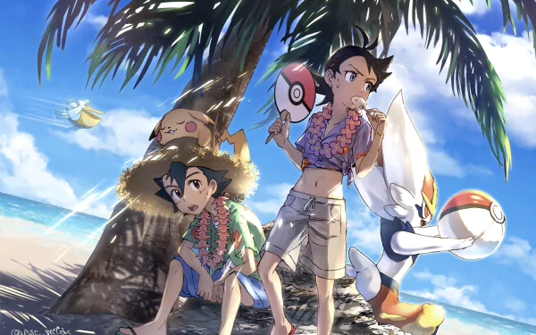 Ash Ketchum Goh (Pokémon) Cinderace (Pokémon) Pikachu video game Pokémon: Sword and Shield HD Desktop Wallpaper | Background Image