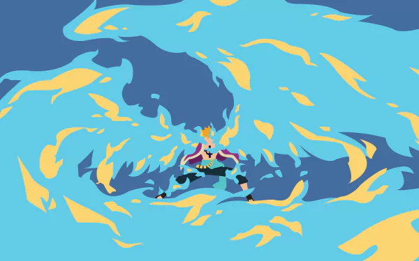 Marco (One Piece) surrounded by swirling blue-and-gold phoenix flames in a bold anime composition — 4K Ultra HD PC desktop wallpaper/background.