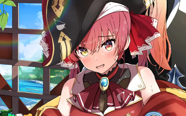 hololive Houshou Marine Anime Virtual Youtuber HD Desktop Wallpaper | Background Image