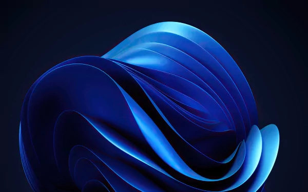 Abstract 4K Ultra HD desktop wallpaper featuring smooth, flowing blue shapes inspired by Windows 11 design and modern technology aesthetics.