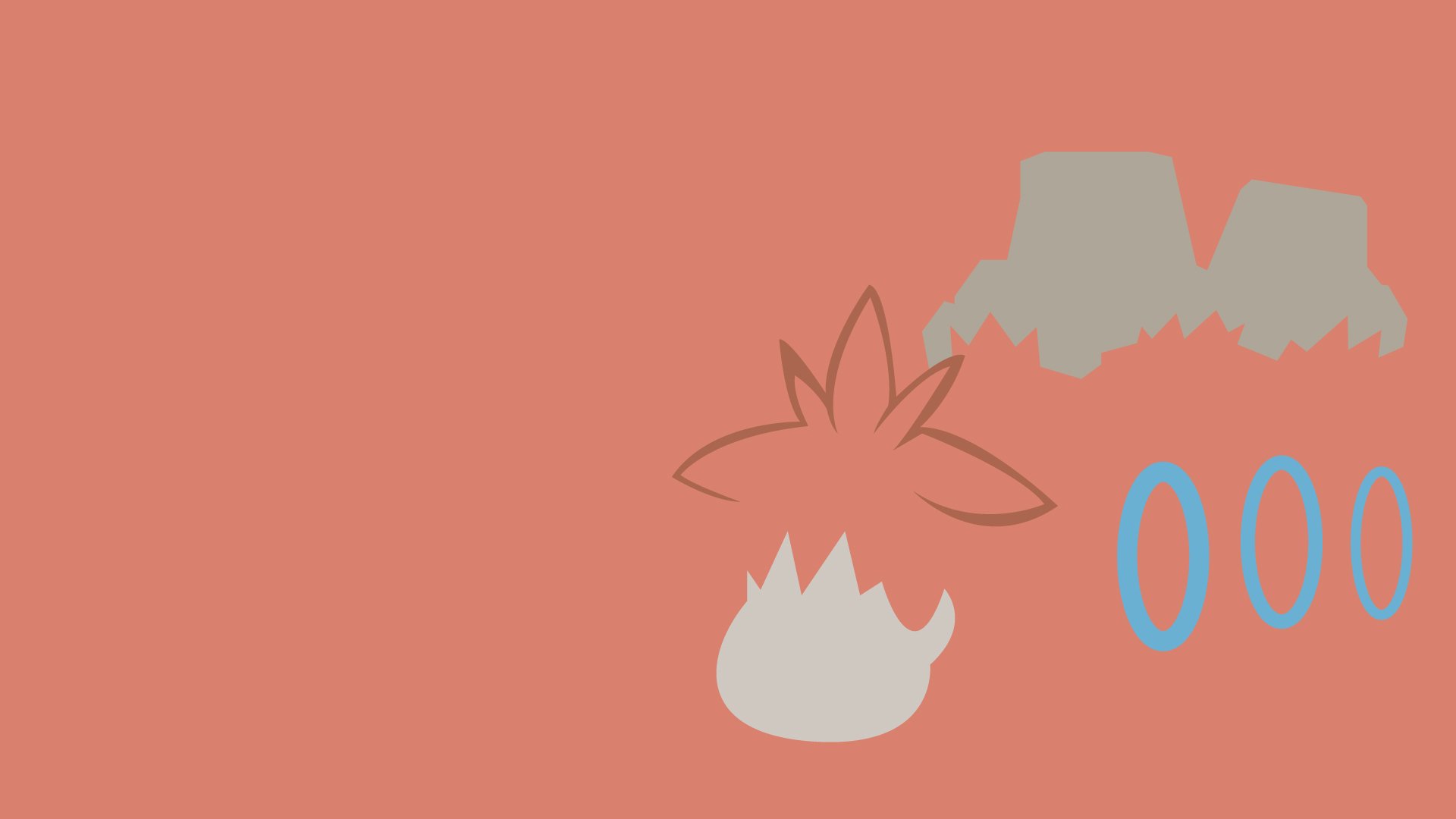 HD PC wallpaper featuring Camerupt, the fire-type Pokémon, depicted in anime style with a minimalist coral background and volcanic elements.