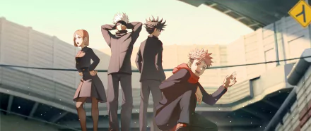 Nobara Kugisaki Megumi Fushiguro Satoru Gojo Yuji Itadori Anime Jujutsu Kaisen HD Desktop Wallpaper | Background Image