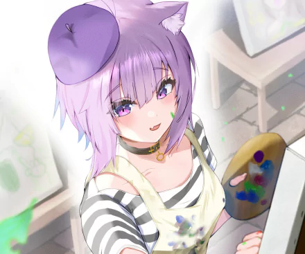 hololive Nekomata Okayu Anime Virtual Youtuber HD Desktop Wallpaper | Background Image