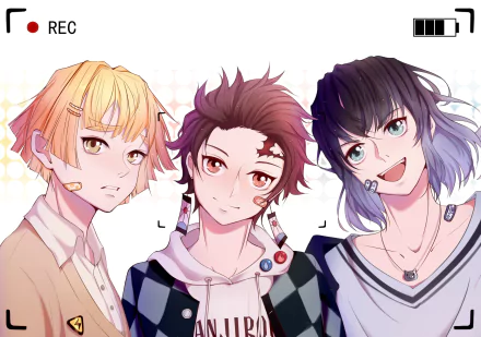 Inosuke Hashibira Tanjiro Kamado Zenitsu Agatsuma Anime Demon Slayer: Kimetsu no Yaiba HD Desktop Wallpaper | Background Image