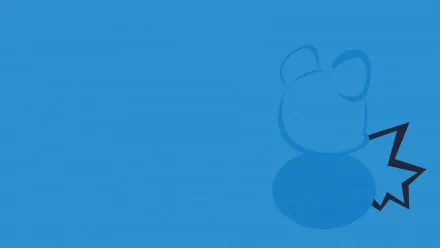 HD PC desktop wallpaper featuring a minimalist anime-style Azurill Pokémon silhouette on a solid blue background.