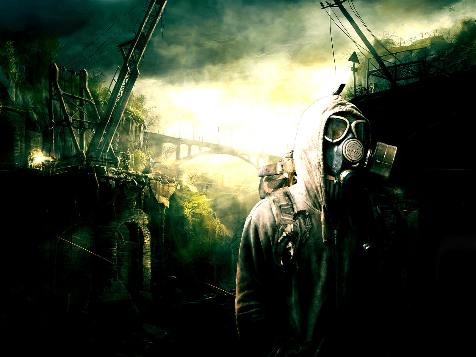 S.T.A.L.K.E.R. video game ambiance with urban ruins and eerie atmosphere.