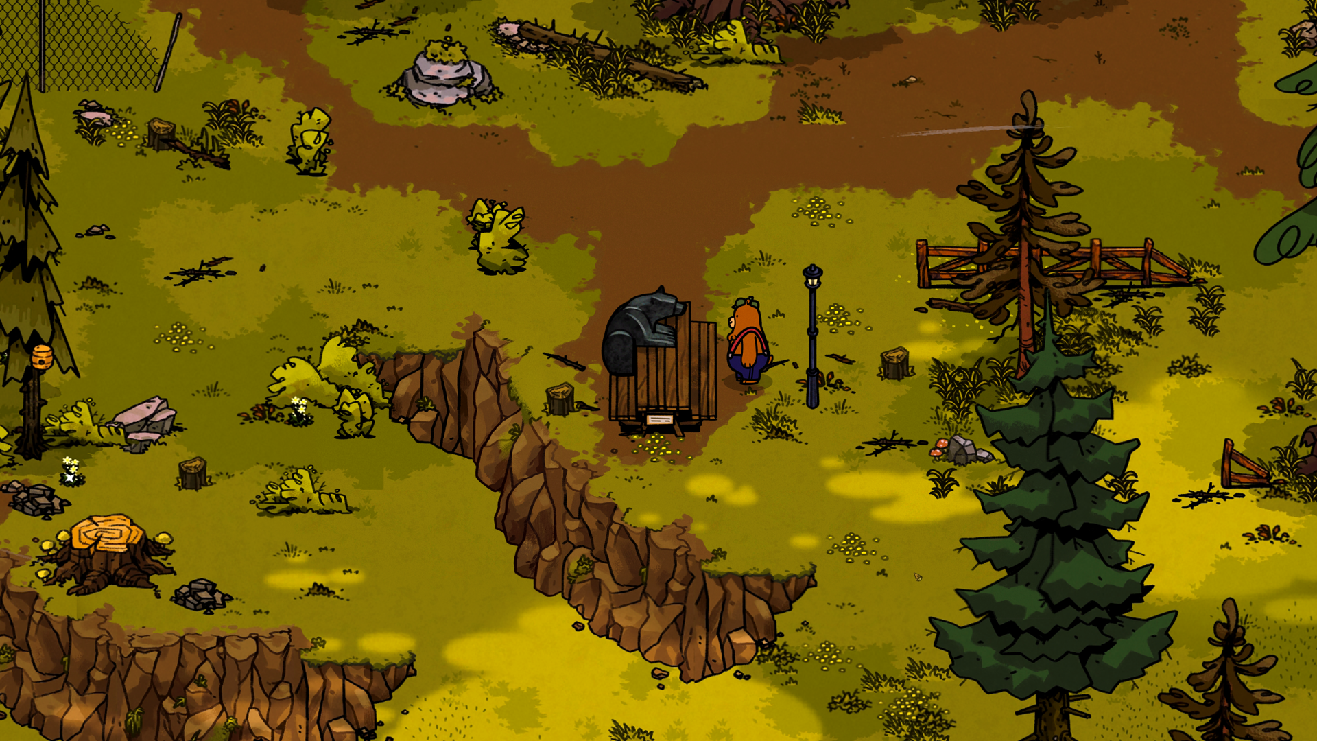HD desktop wallpaper featuring Bear and Breakfast game with cartoon bear in a forest setting.