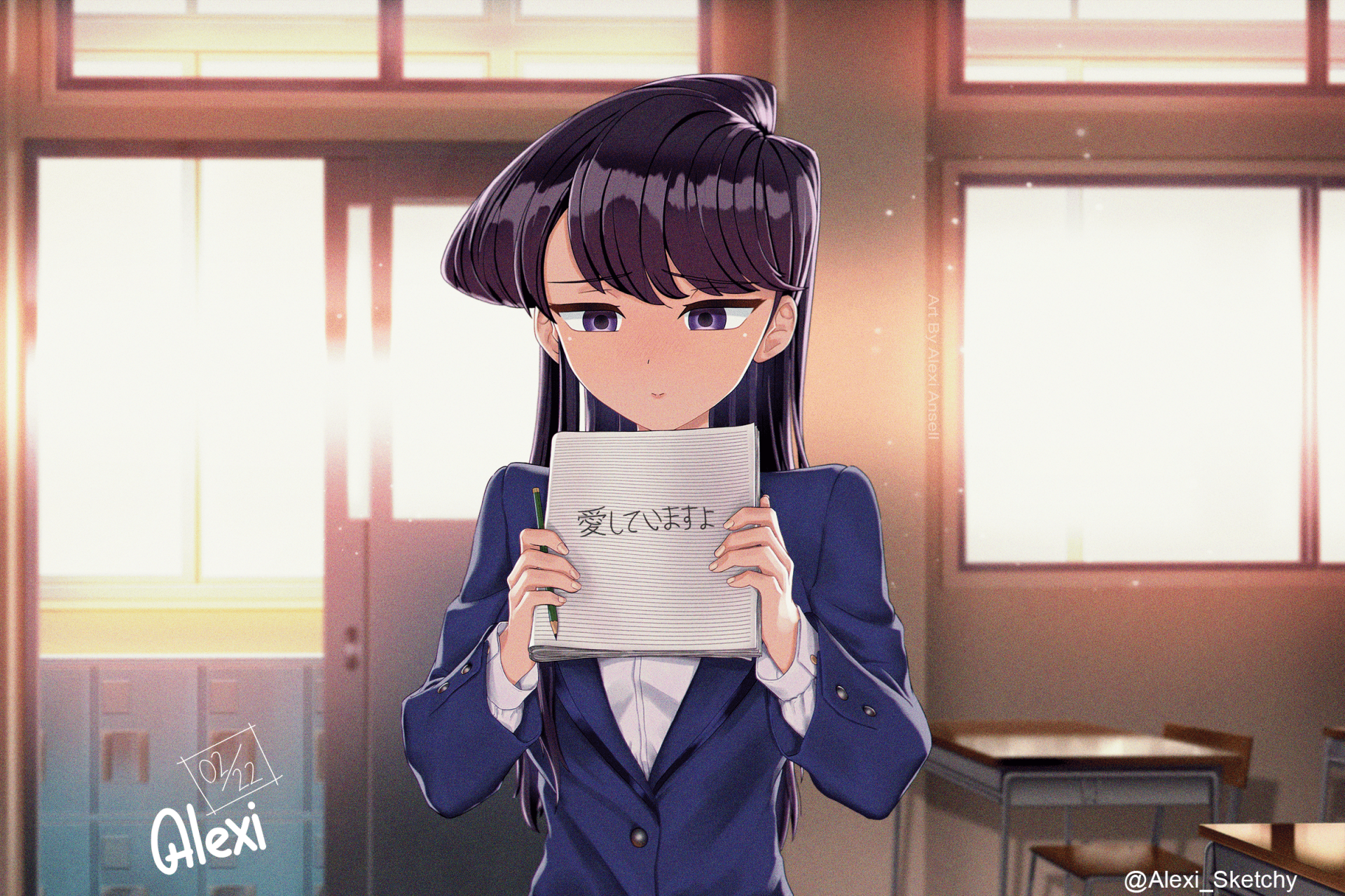 Komi Shouko HD Wallpaper – Komi Can’t Communicate Anime Scene in Action by Alexi