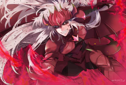 HD PC desktop wallpaper of Pitaya Dragon Cookie (Cookie Run: OvenBreak): fierce, red-armored dragon cookie lunging forward amid swirling pink-red flames.