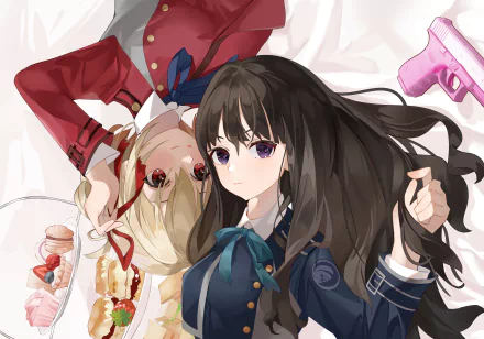 Takina Inoue Chisato Nishikigi Anime Lycoris Recoil HD Desktop Wallpaper | Background Image