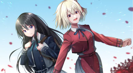 Chisato Nishikigi Takina Inoue Anime Lycoris Recoil HD Desktop Wallpaper | Background Image